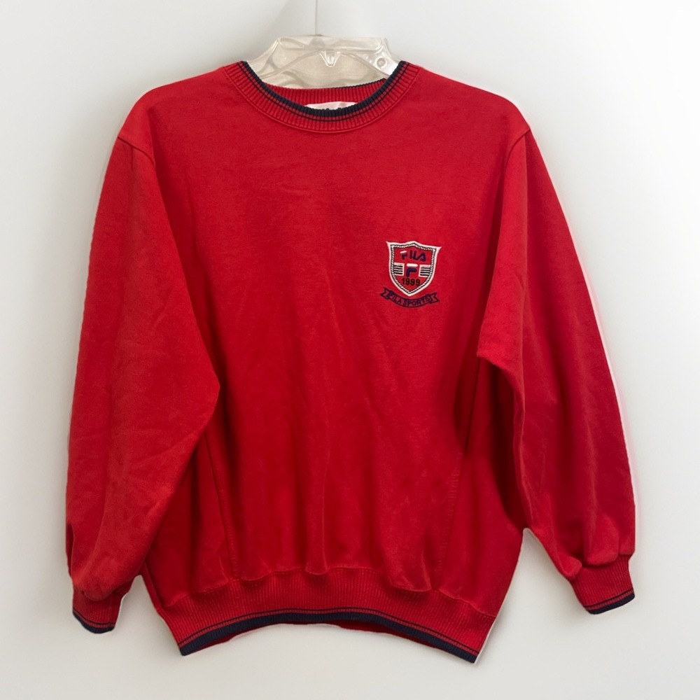 Fila Vintage Made‎ In Italy Red Long Sleeve Pullover Shirt Men's Size Medium